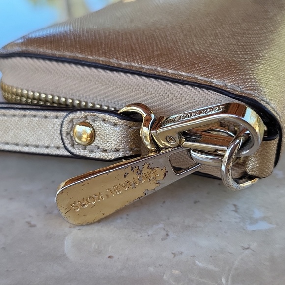 Michael Kors Gold Shimmer 3/4 Zip Wallet - Picture 6 of 13